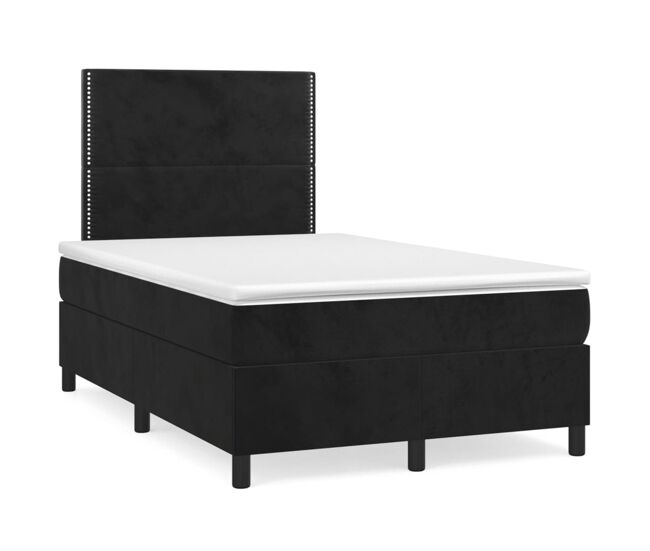 Cama box spring con colchón terciopelo negro 120x200 cm liso con clavos