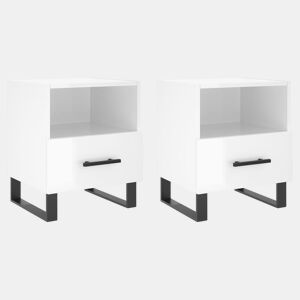 vidaXL Mesas de cabeceira 2pcs derivados de madeira branco brilhante
