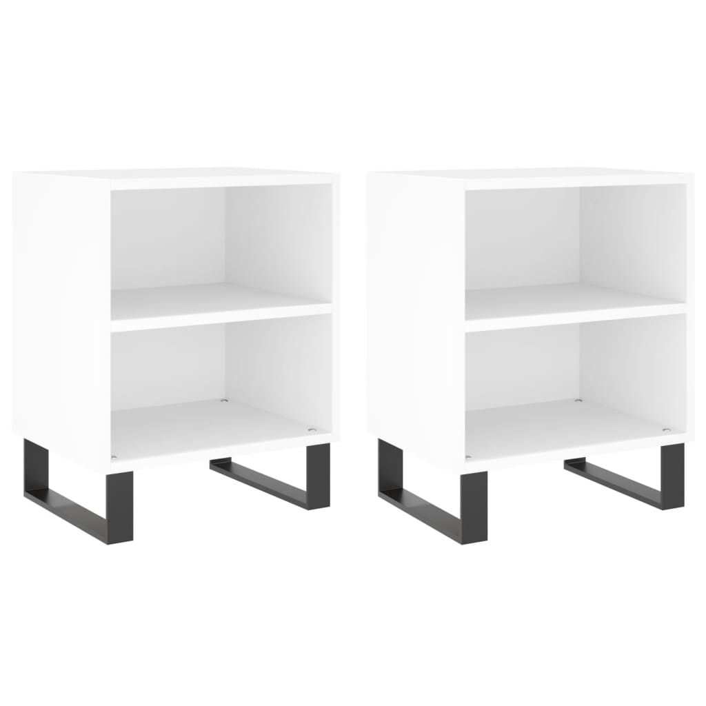 Vidaxl mesitas de noche 2 uds madera de ingeniería blanco 40x30x50 cm