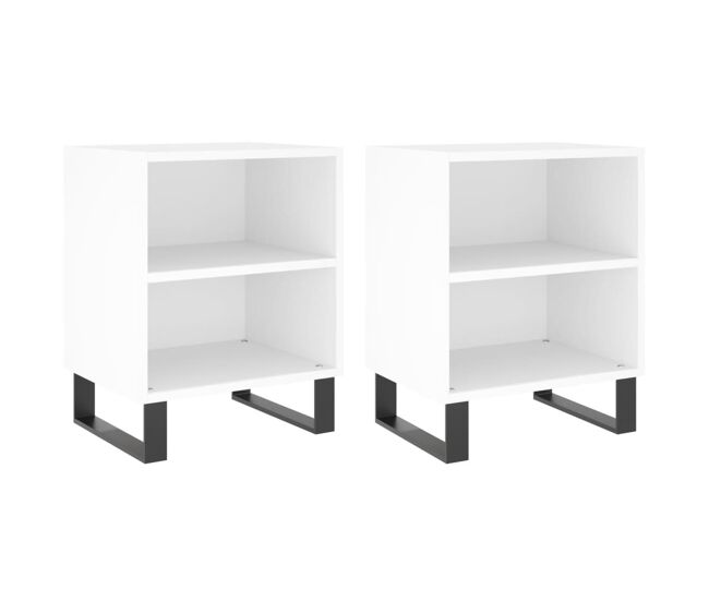 Vidaxl mesitas de noche 2 uds madera de ingeniería blanco 40x30x50 cm