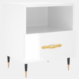 vidaXL Mesa de cabeceira derivados de madeira branco brilhante