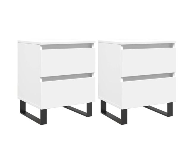 Vidaxl mesitas de noche 2 uds madera de ingeniería blanco 40x35x50 cm
