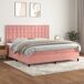 Cama box spring con colchón terciopelo - Botones 200x200 Cama box spring con colchón terciopelo - Botones 200x200 Gris Claro