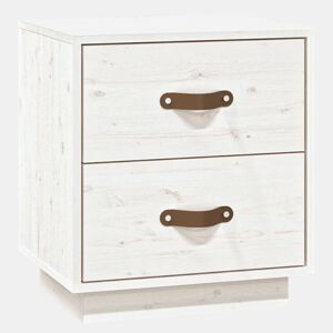 vidaXL Mesa de cabeceira 40x34x45 cm madeira de pinho maciça branco