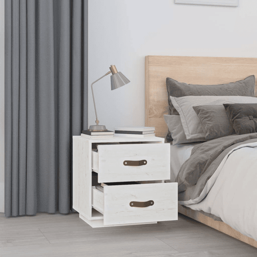 vidaXL Mesa de cabeceira 40x34x45 cm madeira de pinho maciça branco vidaXL Mesa de cabeceira 40x34x45 cm madeira de pinho maciça branco