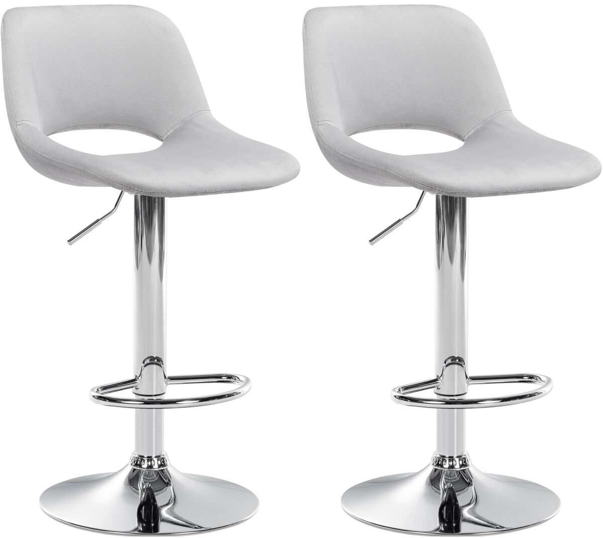 Set de 2 taburetes de bar camden en terciopelo gris claro 46x42x86 cm