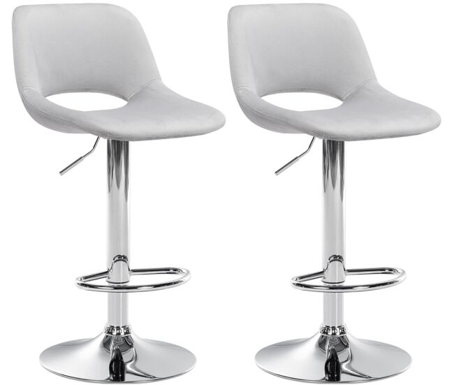 Set de 2 taburetes de bar camden en terciopelo gris claro 46x42x86 cm