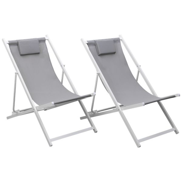 Set 2 tumbonas reclinables y plegables CYPRUS textileno y aluminio