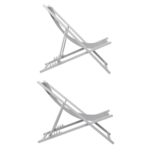 Lote de 2 hamacas reclinables y plegables CYPRUS - textileno gris-estructura aluminio blanca