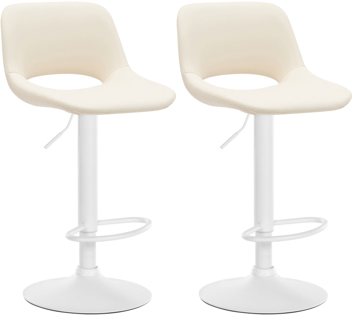 Set de 2 taburetes de bar camden en polipiel simil cuero crema 46x42x86 cm