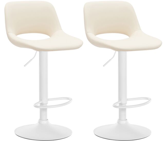 Set de 2 taburetes de bar camden en polipiel simil cuero crema 46x42x86 cm