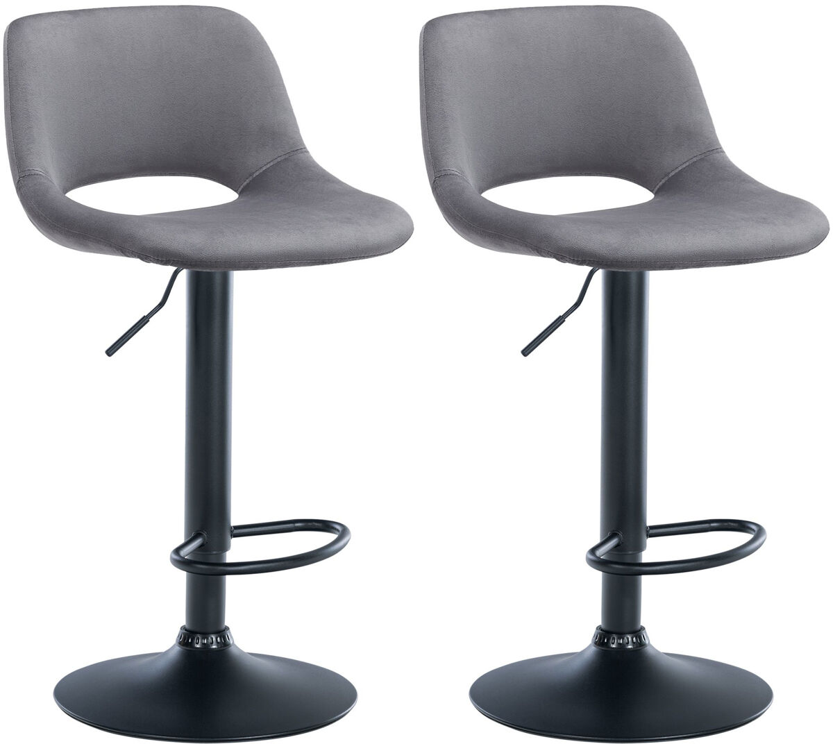 Set de 2 taburetes de bar camden en terciopelo gris oscuro 46x42x86 cm