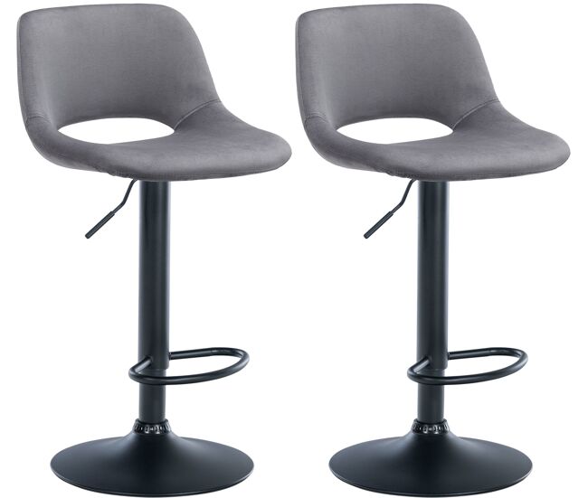 Set de 2 taburetes de bar camden en terciopelo gris oscuro 46x42x86 cm