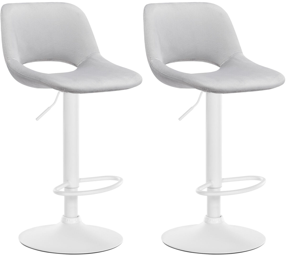 Set de 2 taburetes de bar camden en terciopelo gris claro 46x42x86 cm
