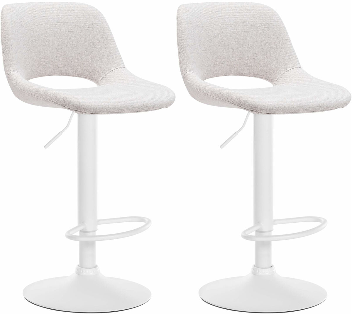 Set de 2 taburetes de bar en tela crema 46x42x86 cm