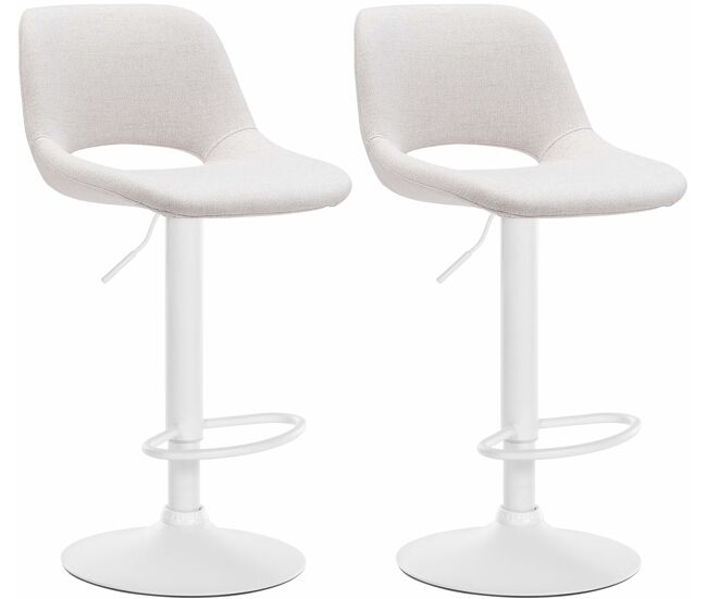 Set de 2 taburetes de bar en tela crema 46x42x86 cm