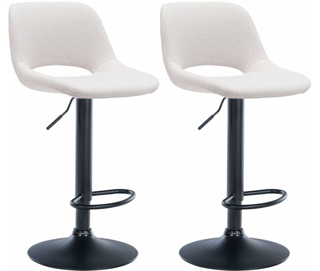 Set de 2 taburetes de bar en tela crema 46x42x86 cm