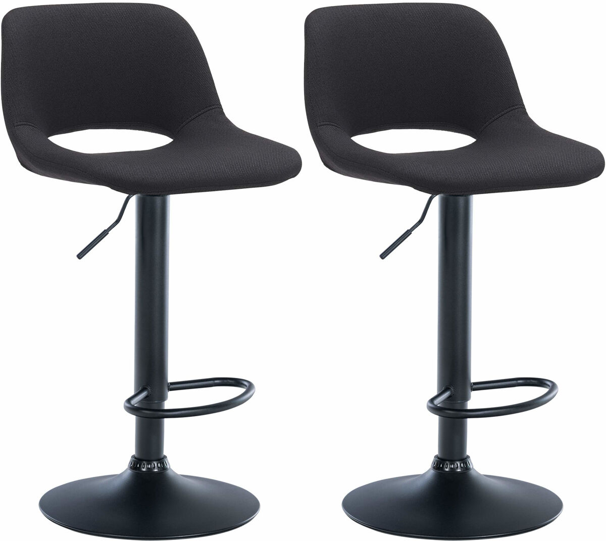 Set de 2 taburetes de bar en tela negro 46x42x86 cm