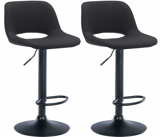Set de 2 taburetes de bar en tela negro 46x42x86 cm