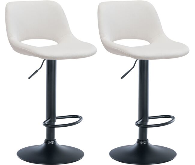 Set de 2 taburetes de bar camden en terciopelo crema 46x42x86 cm