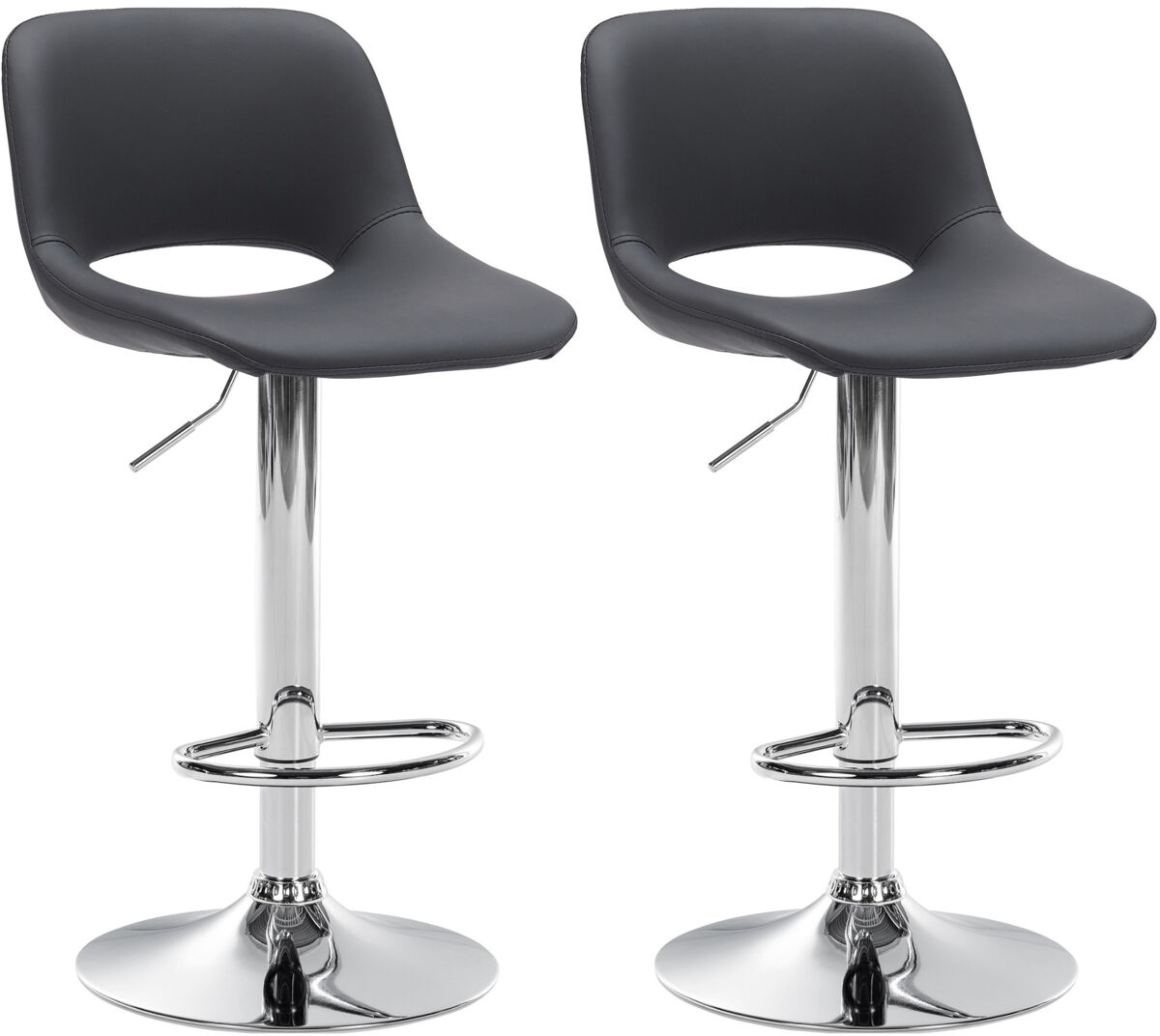 Set de 2 taburetes de bar camden en polipiel simil cuero negro 46x42x86 cm