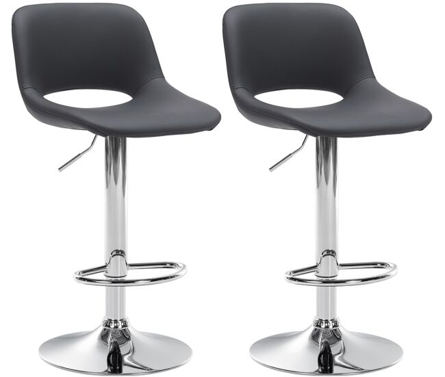 Set de 2 taburetes de bar camden en polipiel simil cuero negro 46x42x86 cm