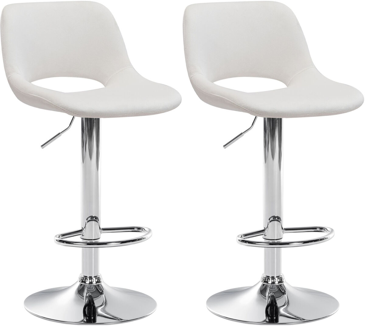 Set de 2 taburetes de bar camden en terciopelo crema 46x42x86 cm