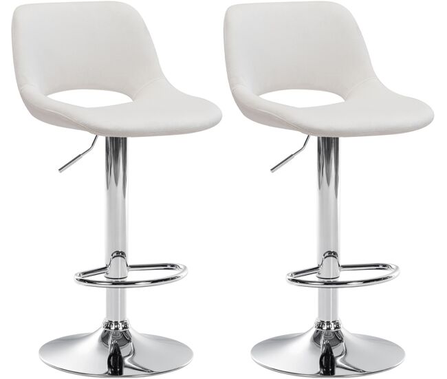 Set de 2 taburetes de bar camden en terciopelo crema 46x42x86 cm