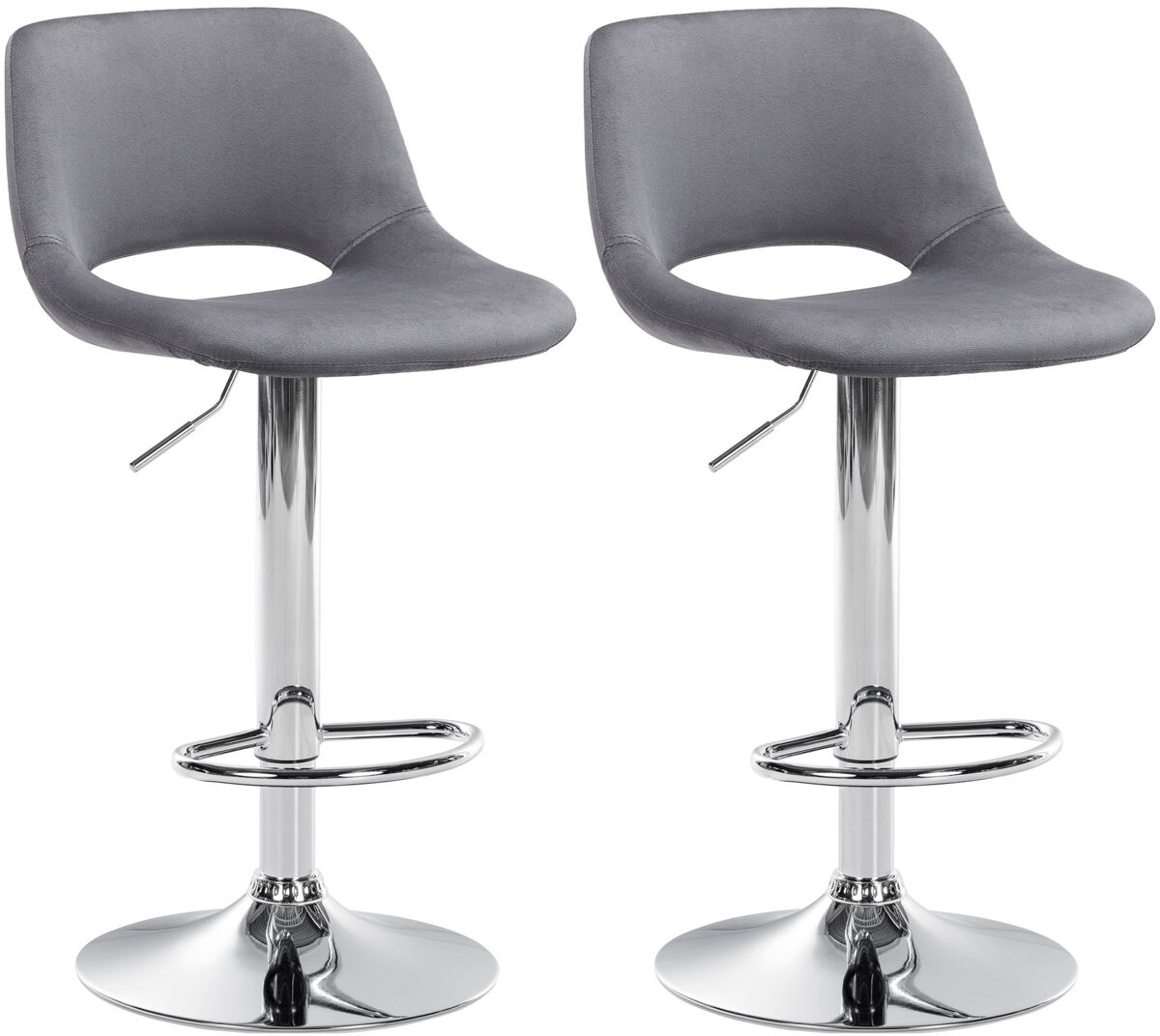 Set de 2 taburetes de bar camden en terciopelo gris oscuro 46x42x86 cm