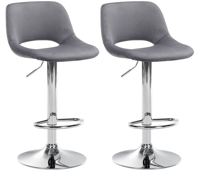 Set de 2 taburetes de bar camden en terciopelo gris oscuro 46x42x86 cm
