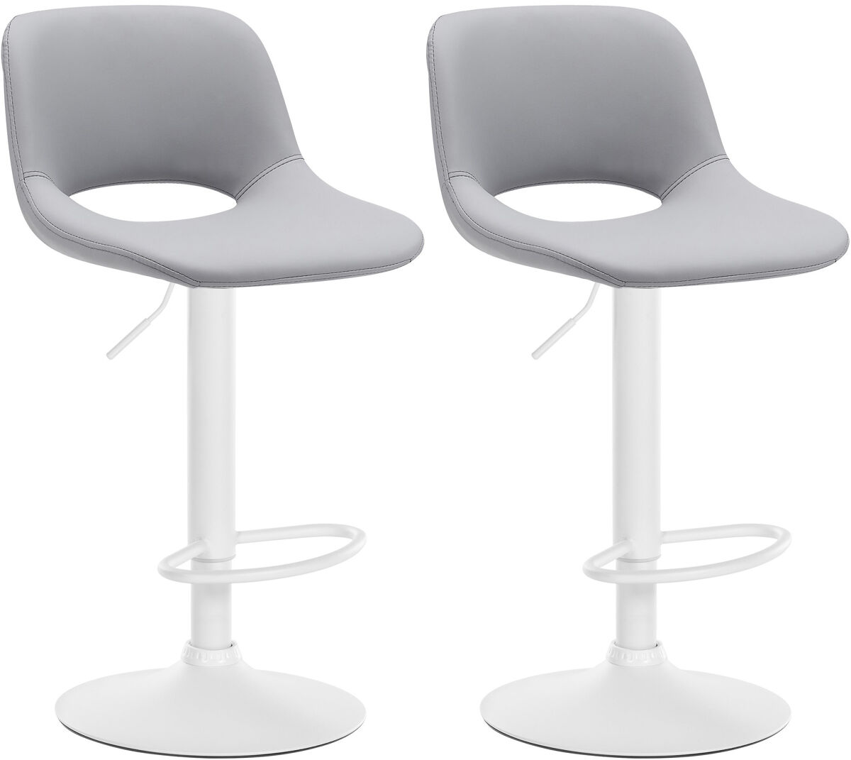 Set de 2 taburetes de bar camden en polipiel simil cuero gris 46x42x86 cm