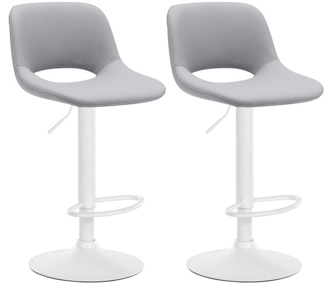Set de 2 taburetes de bar camden en polipiel simil cuero gris 46x42x86 cm