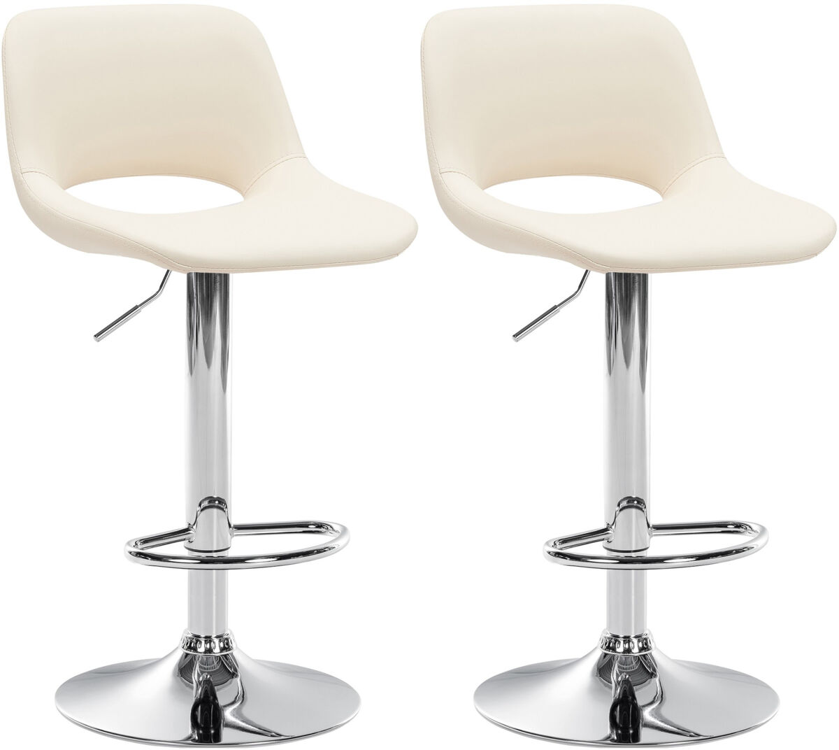 Set de 2 taburetes de bar camden en polipiel simil cuero crema 46x42x86 cm