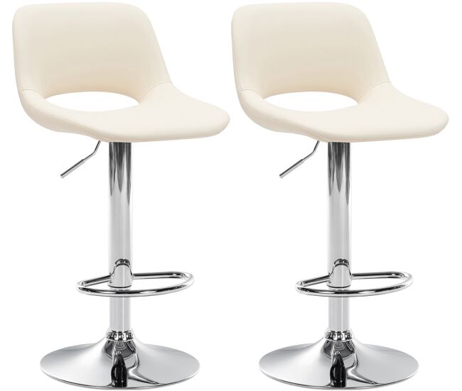 Set de 2 taburetes de bar camden en polipiel simil cuero crema 46x42x86 cm
