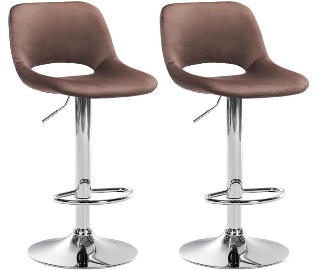 Set de 2 taburetes de bar camden en terciopelo marrón 46x42x86 cm