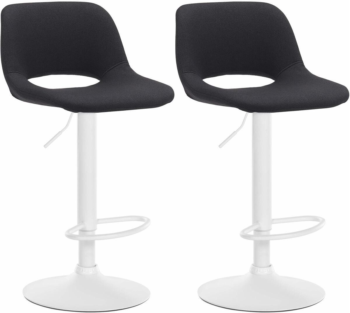 Set de 2 taburetes de bar en tela negro 46x42x86 cm