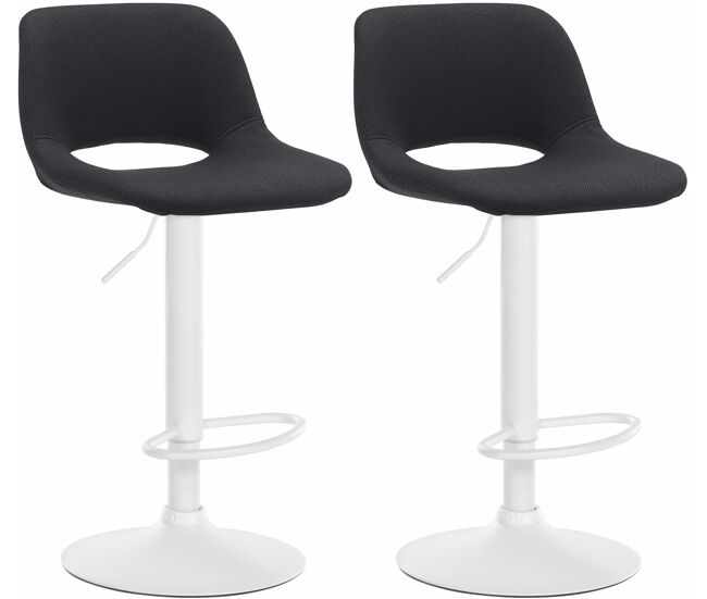 Set de 2 taburetes de bar en tela negro 46x42x86 cm