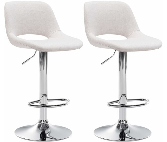 Set de 2 taburetes de bar en tela crema 46x42x86 cm