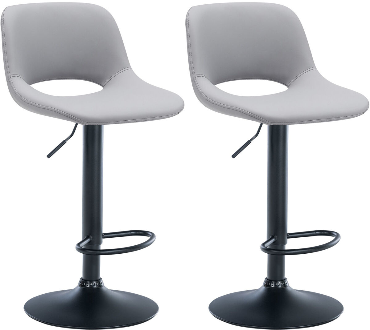 Set de 2 taburetes de bar camden en polipiel simil cuero gris 46x42x86 cm