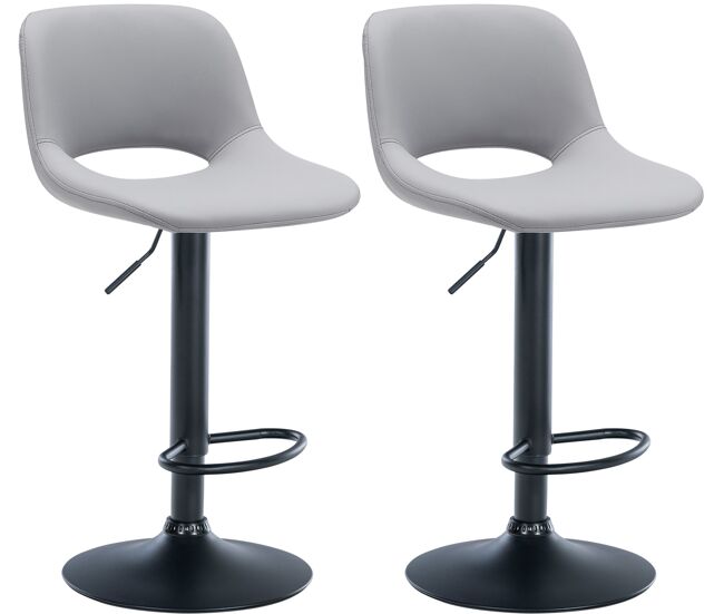 Set de 2 taburetes de bar camden en polipiel simil cuero gris 46x42x86 cm