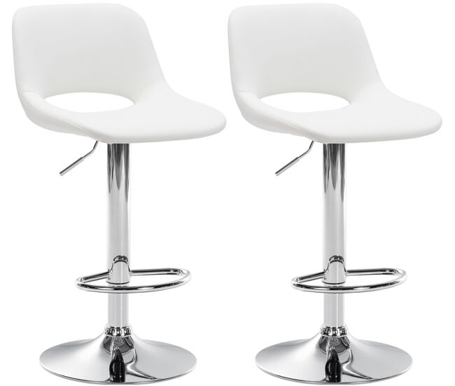 Set de 2 taburetes de bar camden en polipiel simil cuero blanco 46x42x86 cm