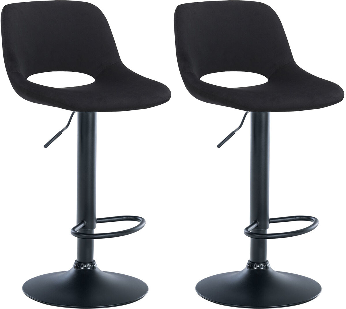 Set de 2 taburetes de bar camden en terciopelo negro 46x42x86 cm