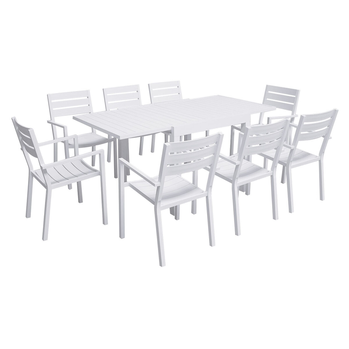Conjunto de jardín venezia extensible 90-180 de 8 plazas - aluminio blanco