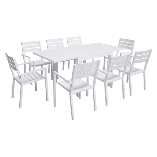 Conjunto de jardín VENEZIA extensible 90-180 de 8 plazas - aluminio blanco