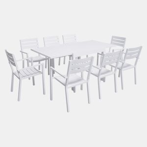 Conjunto de jardín VENEZIA extensible 90-180 de 8 plazas - aluminio blanco