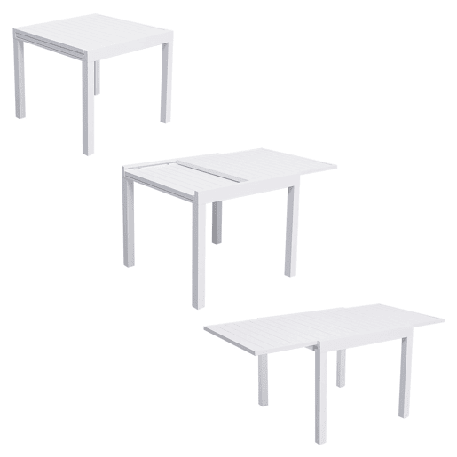 Conjunto de jardín VENEZIA extensible 90-180 de 8 plazas - aluminio blanco