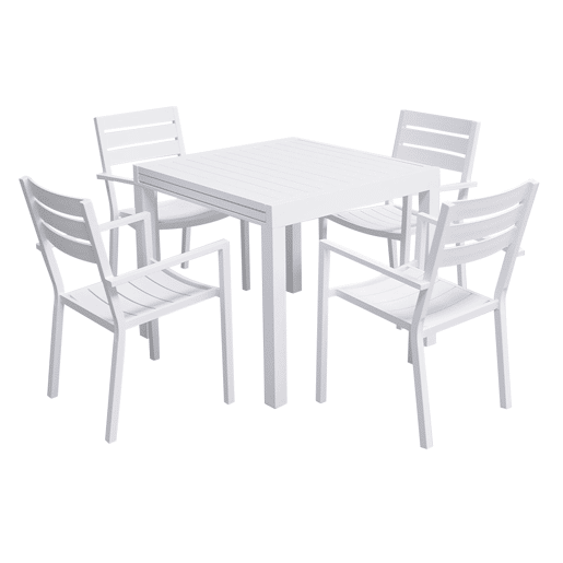 Conjunto de jardín VENEZIA extensible 90-180 de 8 plazas - aluminio blanco
