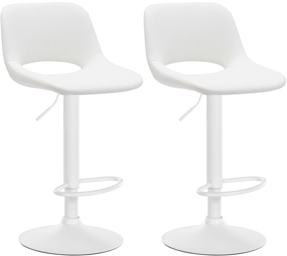 Set de 2 taburetes de bar camden en polipiel simil cuero blanco 46x42x86 cm