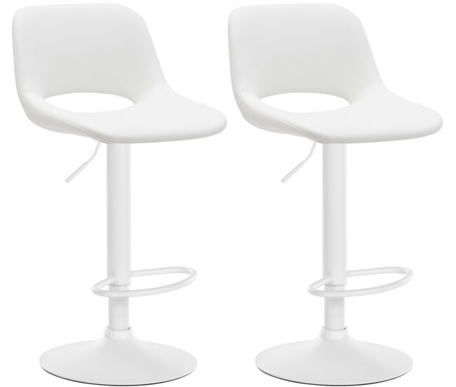 Set de 2 taburetes de bar camden en polipiel simil cuero blanco 46x42x86 cm