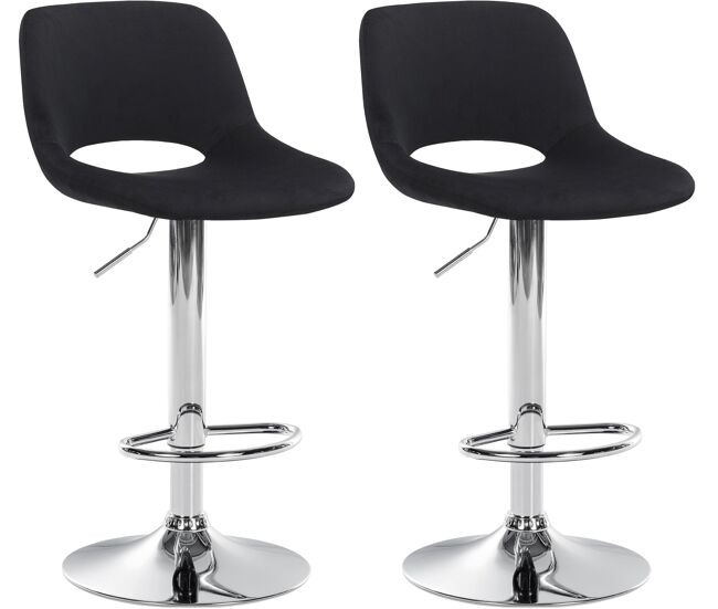 Set de 2 taburetes de bar camden en terciopelo negro 46x42x86 cm